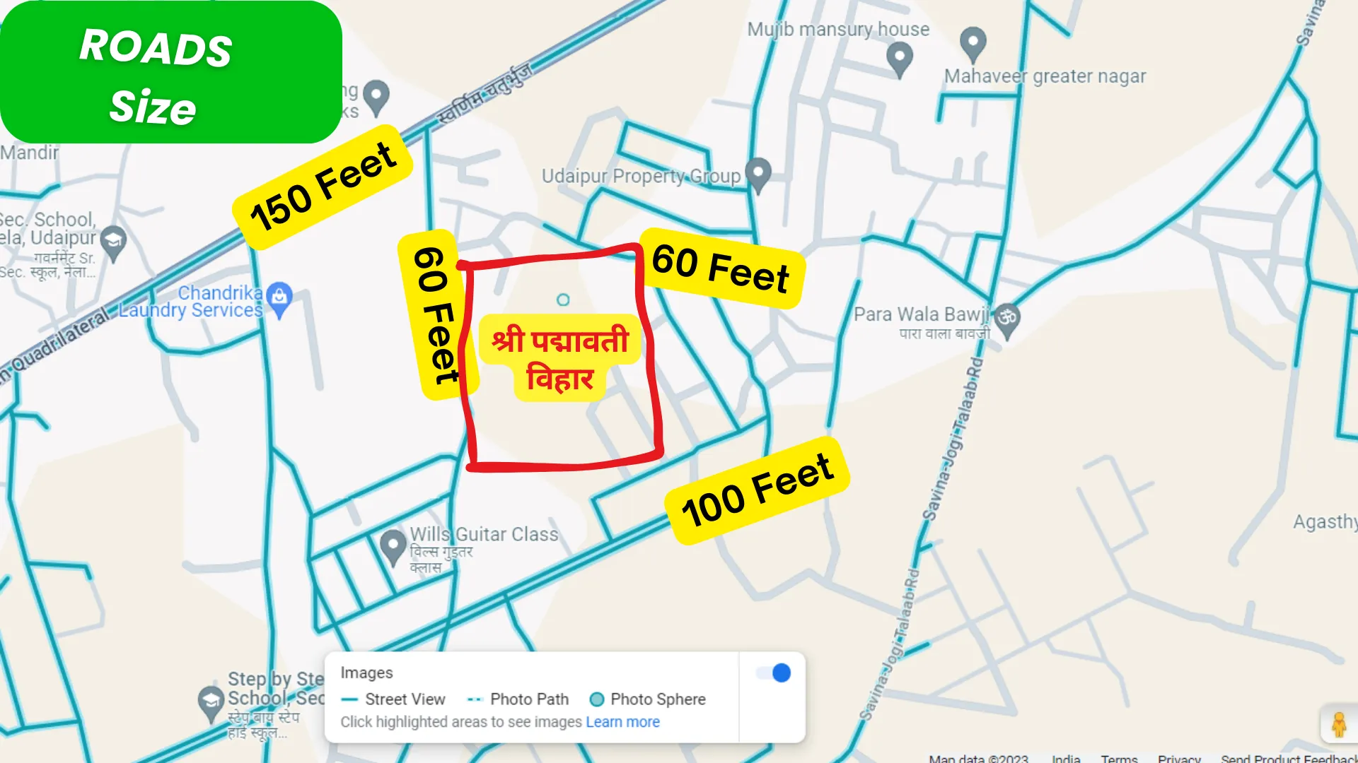 Shree Padmavati Vihar Plan ROADS Size